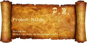 Probst Milán névjegykártya